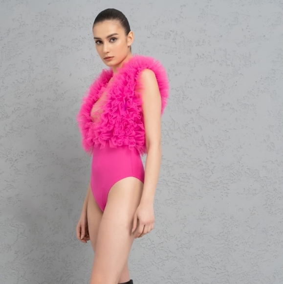 KikiRiki  Fuschia Tulle Ruffle Bodysuit - Picture 6 of 8